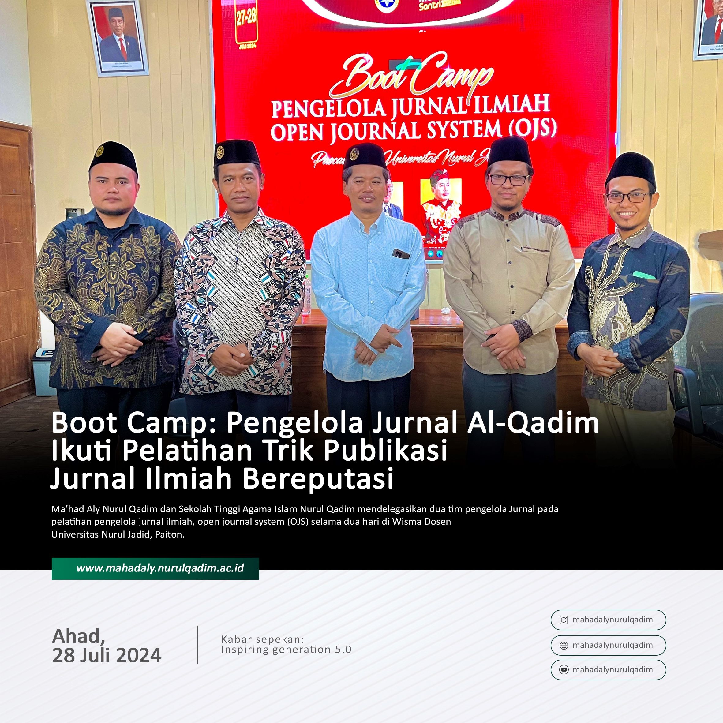 Boot Camp: Pengelola Jurnal Al-QadimIkuti Pelatihan Trik Publikasi Jurnal Ilmiah Bereputasi.