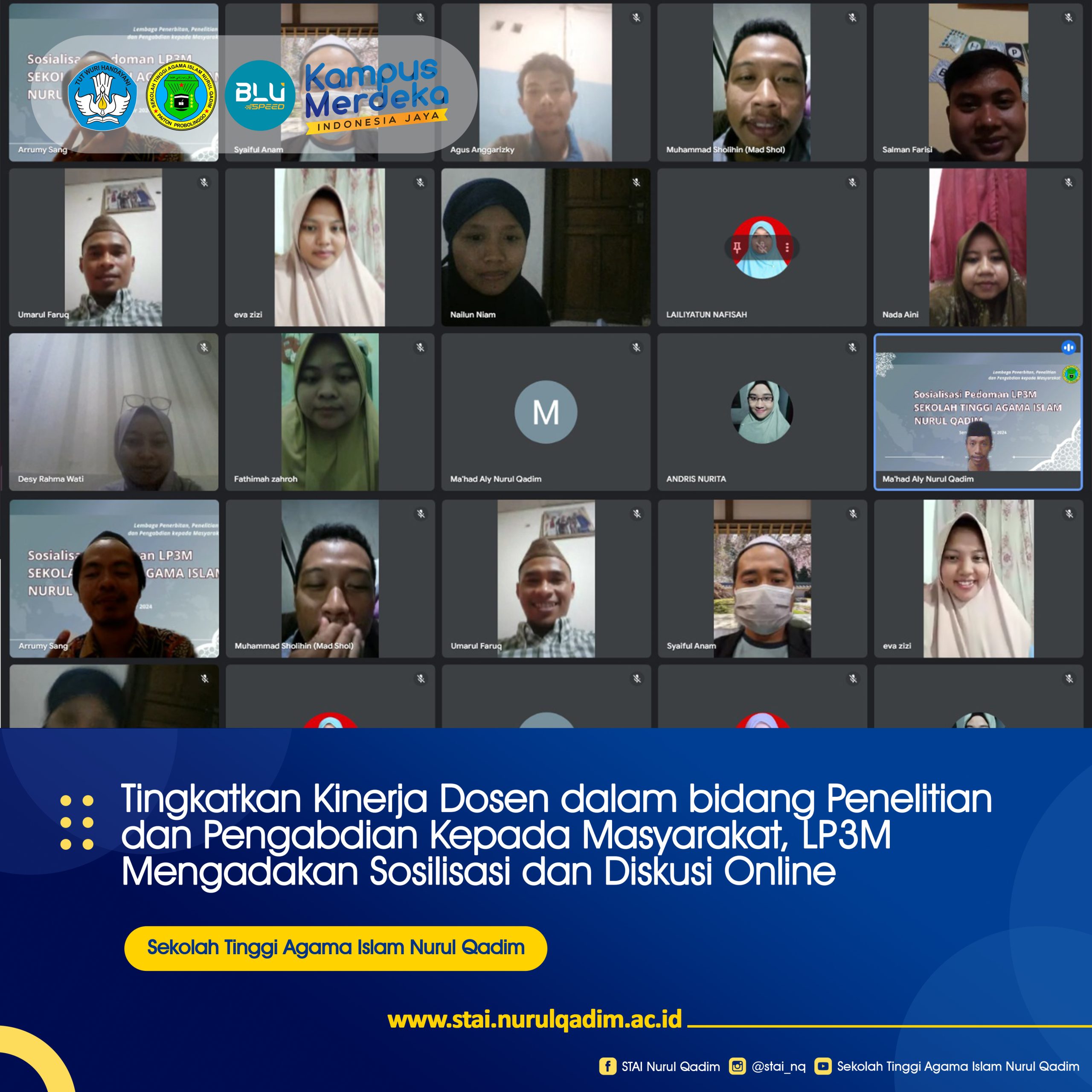 Tingkatkan Kinerja Dosen dalam bidang Penelitian dan Pengabdian Kepada Masyarakat, LP3M Mengadakan Sosilisasi dan Diskusi Online